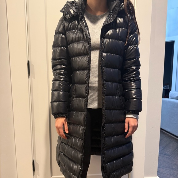 Aritzia Shiny Black Long Puffer Jacket - Picture 2 of 12